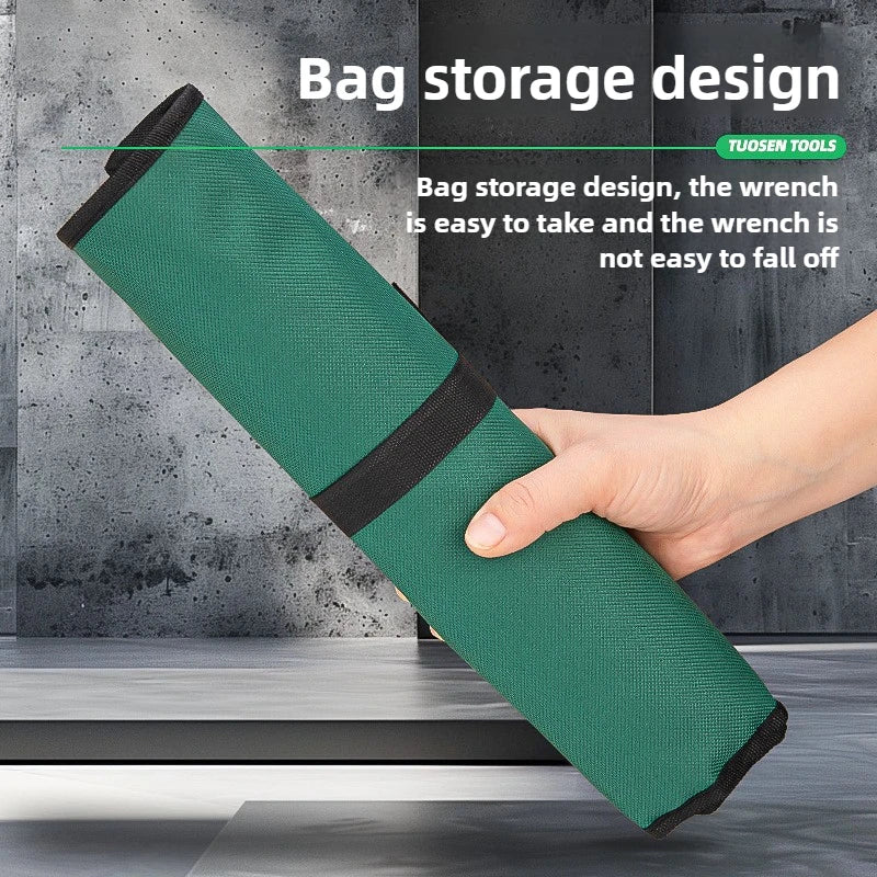 TUOSEN Dual Purpose 8-24mm Auto Repair Plum Blossom Opening Black Wrench Bag Set with Multiple Combinations for Easy Carrying