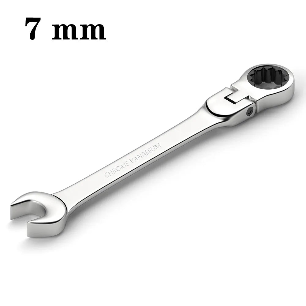 Flex-head Ratcheting Wrench Set,1Pcs Metric 6-24mm Chrome Vanadium Steel Universal Spanners for Car Repair Hand Tools
