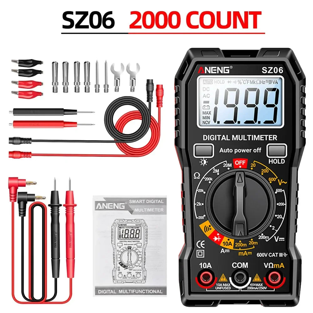 ANENG SZ06 Multimeter 2000 Diode Ohm Professional Smart Mini Multimetro Counts Digital AC/DC Voltage DC Current Tester Tools