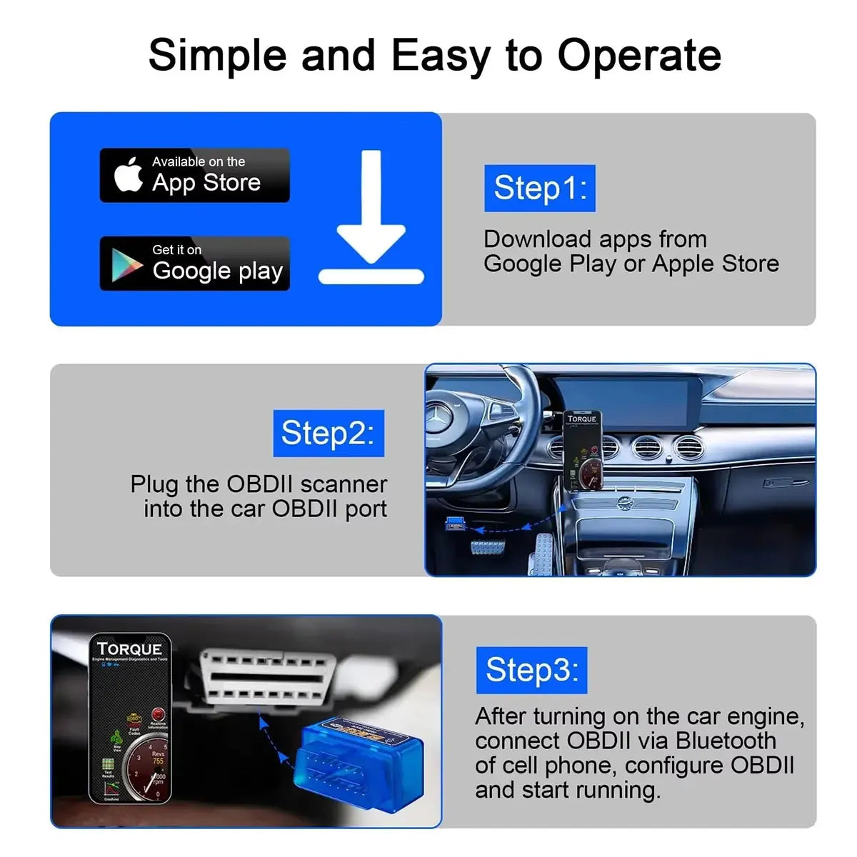 OBD2 Scanner Bluetooth Car Malfunction Detector Code Reader Diagnostic Tools Mini V2.1 OBD Tools For Android/Windows
