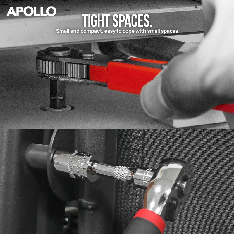Apollo 1/4" Drive Quick-Release Ratchet & Bit Set, Cr-V Steel w/ Phillips/Slotted Screwdrivers for Auto Repair & Hand Tools