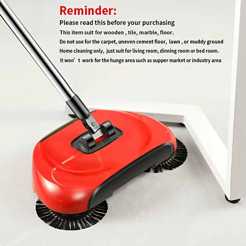 3-in-1 Cordless Push Broom Dustpan & Mop Combo - Lightweight Ergonomic Handle, Durable Plastic for Hardwood Floors & Tile - Space-Saving Multi-Functional Cleaning Tool for Home Use, Modern Aesthetic, Efficient Design