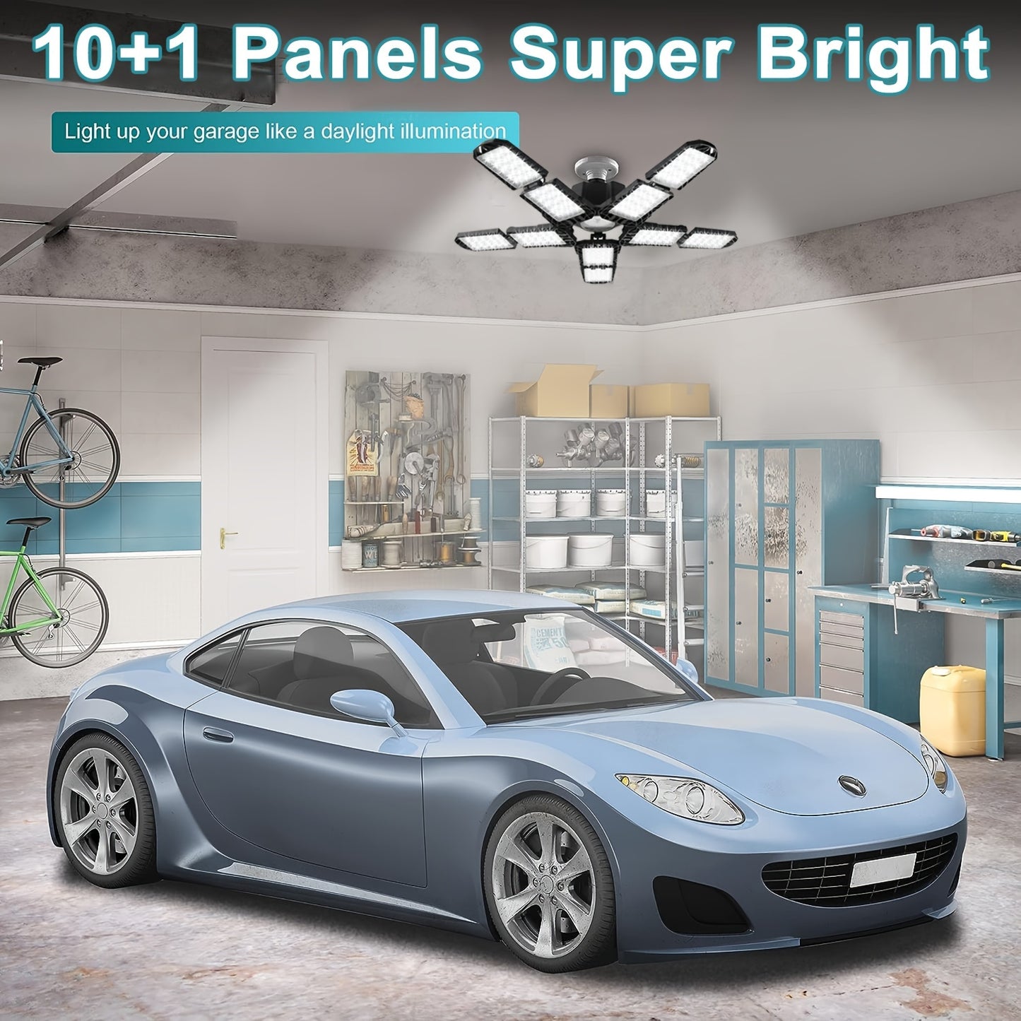 Wholesale Shapeshifting 10+1 Panel LED Garage Light Bulbs 2/4pcs - Super Bright 6500K LED Store Lights, E26/E27 Base Not Included, Adjustable Panel Ceiling Lighting for Workshops, Basements, Basements, Barns, Warehouses, Atti