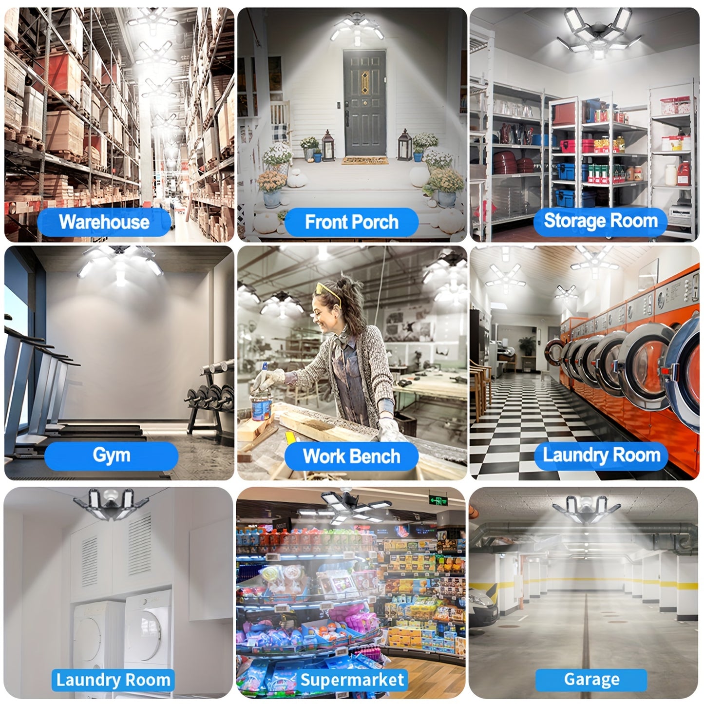 Wholesale Shapeshifting 10+1 Panel LED Garage Light Bulbs 2/4pcs - Super Bright 6500K LED Store Lights, E26/E27 Base Not Included, Adjustable Panel Ceiling Lighting for Workshops, Basements, Basements, Barns, Warehouses, Atti