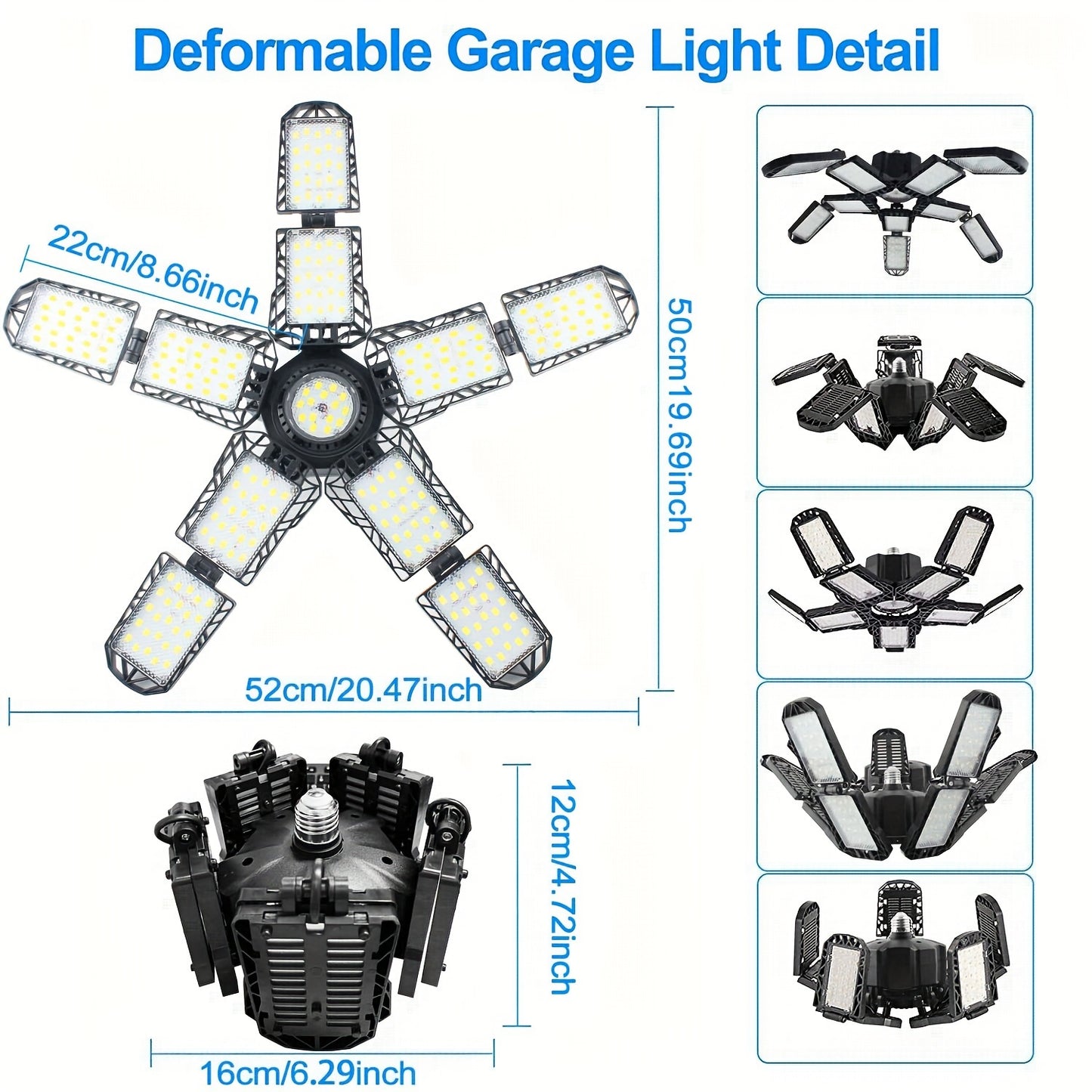 Wholesale Shapeshifting 10+1 Panel LED Garage Light Bulbs 2/4pcs - Super Bright 6500K LED Store Lights, E26/E27 Base Not Included, Adjustable Panel Ceiling Lighting for Workshops, Basements, Basements, Barns, Warehouses, Atti