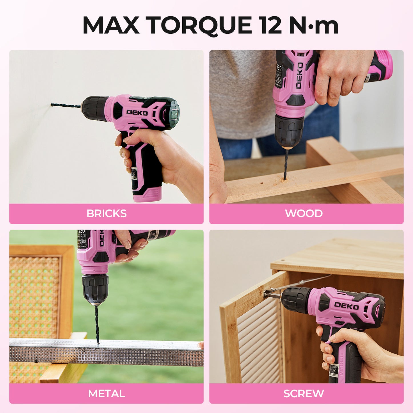 119/151PCS Power Tool Box Set With 8V/12V Cordless Drill / Driver, Hammer, Wrench, Screwdriver and Utility Knife | All in One Hand Tools kit | Household Tool Set | Electric Drill Tool Kit | for Garden, DIY, Home Repairs | Gif