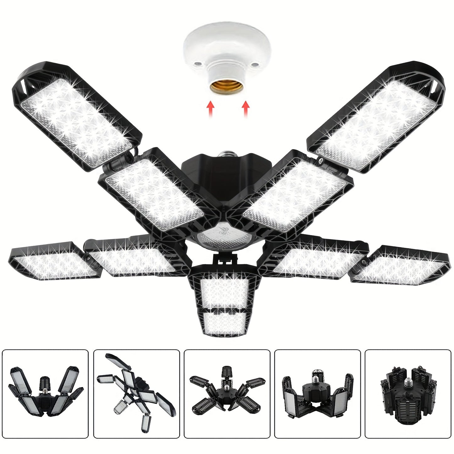 Wholesale Shapeshifting 10+1 Panel LED Garage Light Bulbs 2/4pcs - Super Bright 6500K LED Store Lights, E26/E27 Base Not Included, Adjustable Panel Ceiling Lighting for Workshops, Basements, Basements, Barns, Warehouses, Atti