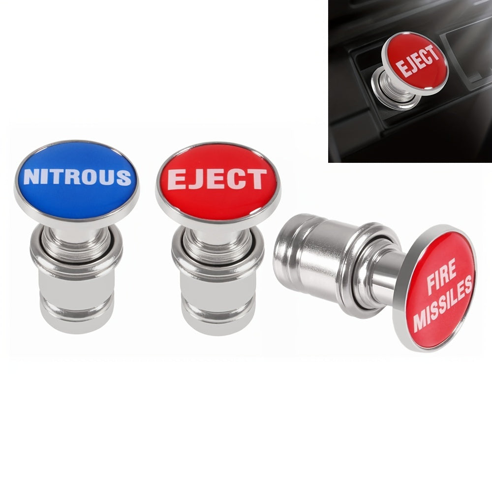 1pc Aluminum Panic Button with Fire Missiles Eject - Dustproof, Plug & Play Design - Durable Car Interior Trim Upgrade for 12V Cars - Universal Fit