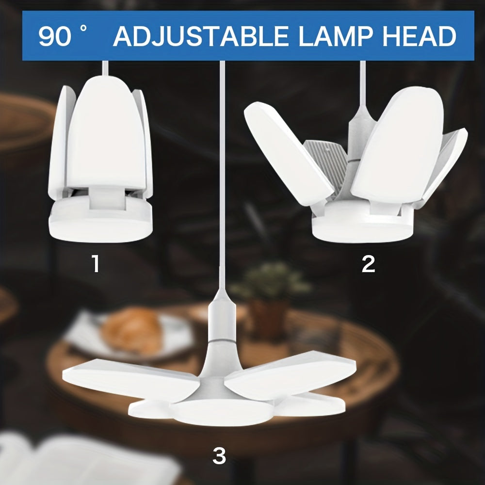 1pc/5pcs Mini LED Garage Light, LED Four-Leaf Light, Mini Folding Light 28W (Equivalent 80W) 6500K Pendant Light Folding Light Suitable for Garage Indoor Lighting High Brightness