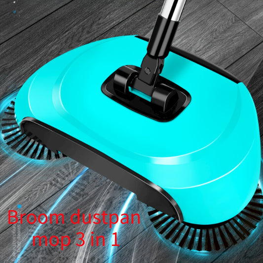 3-in-1 Cordless Push Broom Dustpan & Mop Combo - Lightweight Ergonomic Handle, Durable Plastic for Hardwood Floors & Tile - Space-Saving Multi-Functional Cleaning Tool for Home Use, Modern Aesthetic, Efficient Design