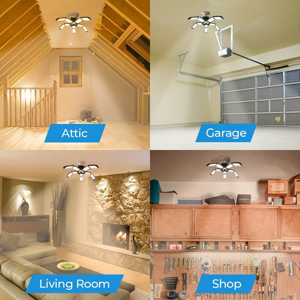 Wholesale Shapeshifting 10+1 Panel LED Garage Light Bulbs 2/4pcs - Super Bright 6500K LED Store Lights, E26/E27 Base Not Included, Adjustable Panel Ceiling Lighting for Workshops, Basements, Basements, Barns, Warehouses, Atti