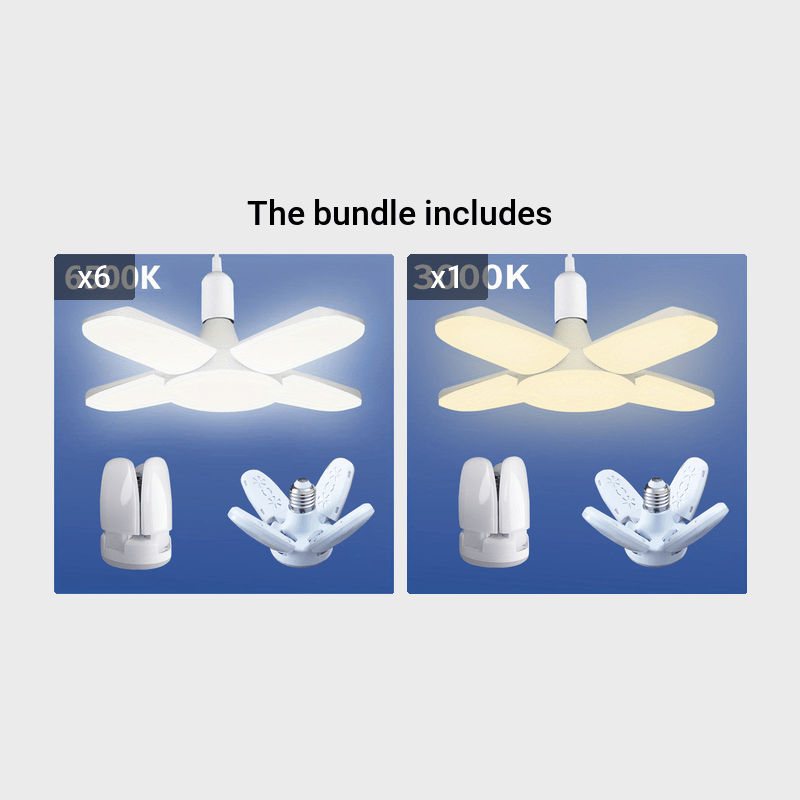 1pc/5pcs Mini LED Garage Light, LED Four-Leaf Light, Mini Folding Light 28W (Equivalent 80W) 6500K Pendant Light Folding Light Suitable for Garage Indoor Lighting High Brightness