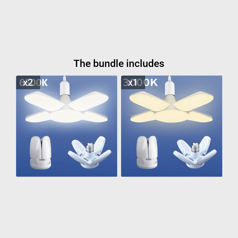 1pc/5pcs Mini LED Garage Light, LED Four-Leaf Light, Mini Folding Light 28W (Equivalent 80W) 6500K Pendant Light Folding Light Suitable for Garage Indoor Lighting High Brightness