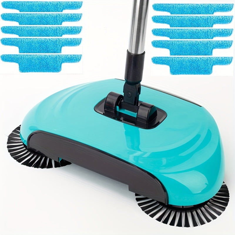 3-in-1 Cordless Push Broom Dustpan & Mop Combo - Lightweight Ergonomic Handle, Durable Plastic for Hardwood Floors & Tile - Space-Saving Multi-Functional Cleaning Tool for Home Use, Modern Aesthetic, Efficient Design