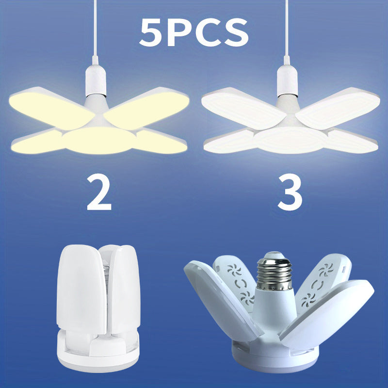 1pc/5pcs Mini LED Garage Light, LED Four-Leaf Light, Mini Folding Light 28W (Equivalent 80W) 6500K Pendant Light Folding Light Suitable for Garage Indoor Lighting High Brightness