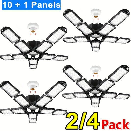 Wholesale Shapeshifting 10+1 Panel LED Garage Light Bulbs 2/4pcs - Super Bright 6500K LED Store Lights, E26/E27 Base Not Included, Adjustable Panel Ceiling Lighting for Workshops, Basements, Basements, Barns, Warehouses, Atti