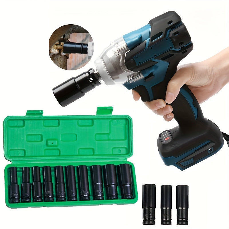 10-Piece Deep Impact Socket Set - 1/2 Inch Drive Long Reach Thin Wall Sockets for Industrial Hand Tools - Heavy-Duty, High-Torque, and Corrosion-Resistant Sockets for 8-24mm Bolts and Nuts